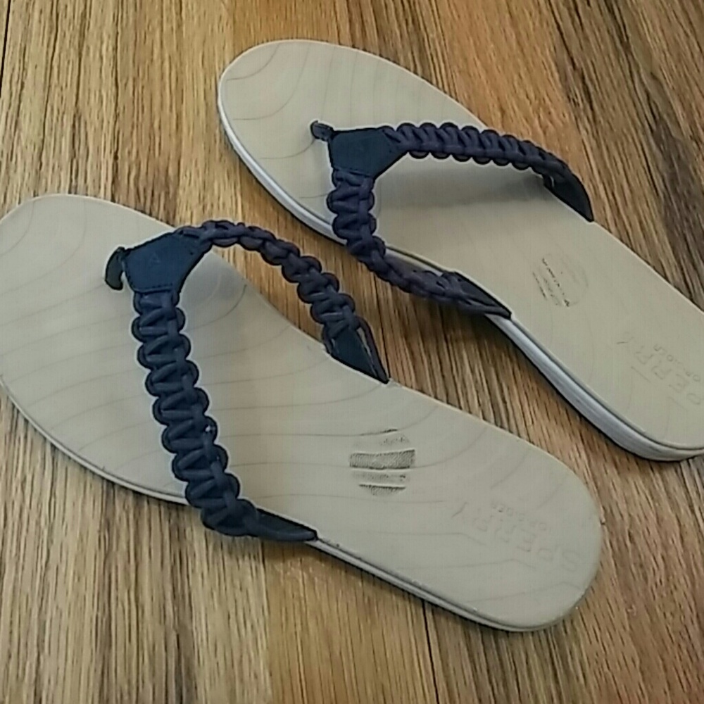 Sperry top sider tandaks flip flops black braided